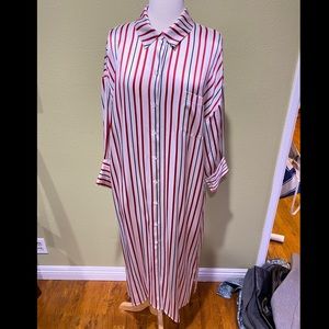 Anine Bing 100% Silk striped red black shirt dress